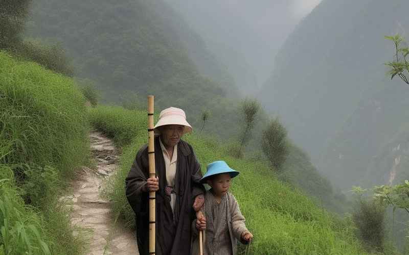 母子同游巫山共赏云雨缠绵